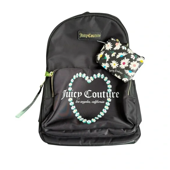 Juicy Couture Black Backpack with Floral Accents - Picture 2 of 7